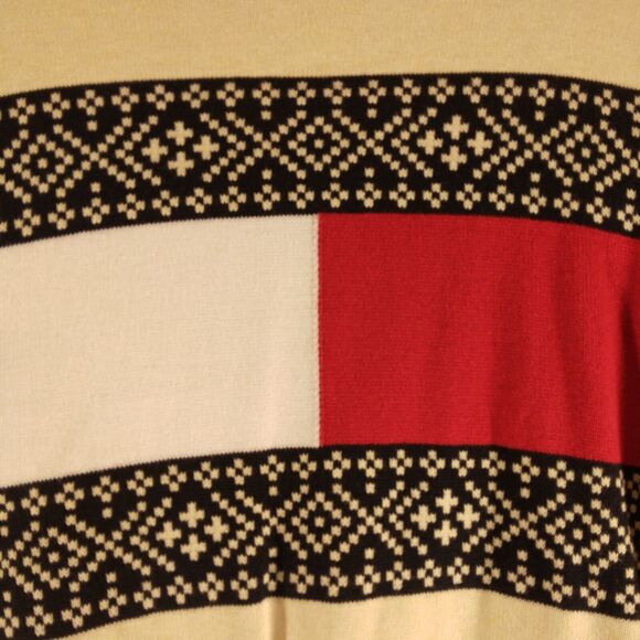 Tommy Hilfiger sweater mens XL XLarge ivory christmas fairs isle large flag - Picture 3 of 9